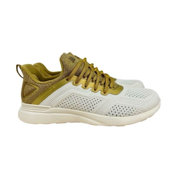 APL Shoes - APL Womens 7.5 TechLoom Tracer Sneakers Gym Training Shoes Ivory / Metallic Gold